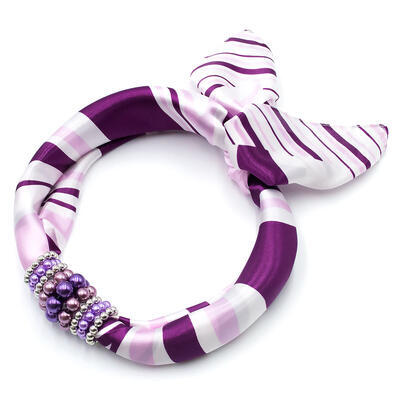 Jewelry scarf Stewardess - white and violet - 1