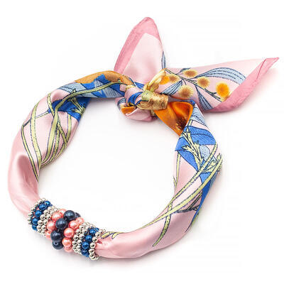 Jewelry scarf Stewardess - pink and blue - 1