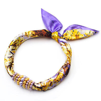 Jewelry scarf Stewardess - yellow and violet - 1