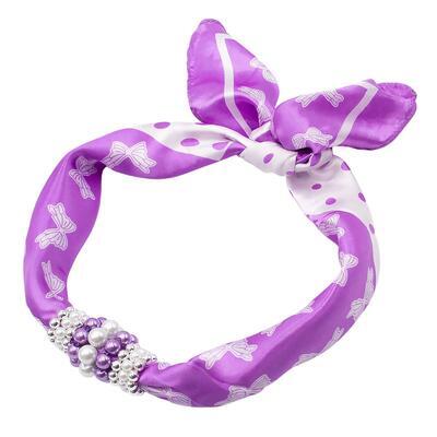 Jewelry scarf Stewardess - violet and white - 1