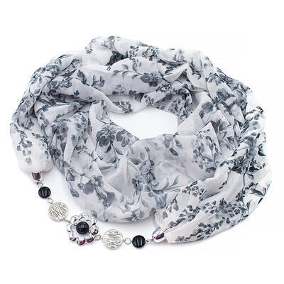 Jewelry scarf Extravagant - white and grey - 1
