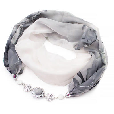 Jewelry scarf Extravagant - white and grey - 1