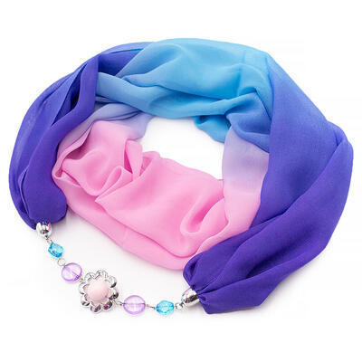 Jewelry scarf Extravagant - violet and pink ombre - 1