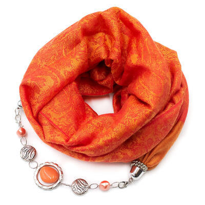 Warm jewelry scarf - fuchsia and blue