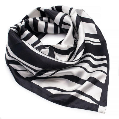 Small neckerchief - black and white with stripes - 1