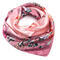 Small square scarf/neckerchief - green and fuchsia pink with floral print - 1/2