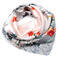 Small square scarf/neckerchief - grey with floral print - 1/2