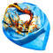 Small square scarf/neckerchief - light blue and orange - 1/2