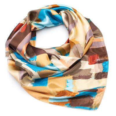 Small square scarf/neckerchief - brown multicolor - 1