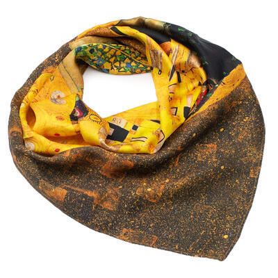 Square scarf - mustard yellow and brown - 1