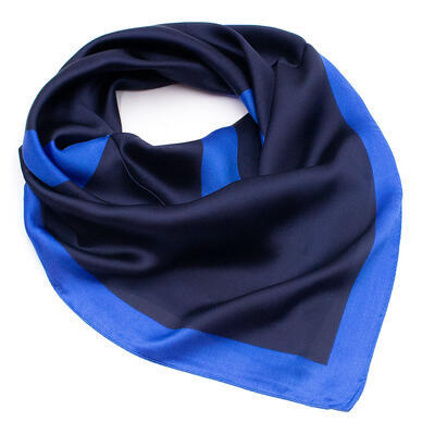 Square scarf - dark blue with print - 1