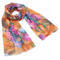 Classic women's scarf - orange with floral print - 1/2