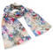 Classic women's scarf - beige and blue with floral print - 1/2