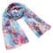 Classic women's scarf - blue and pink with floral print - 1/2
