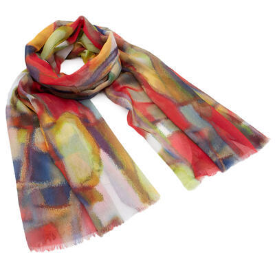 Classic women's scarf - red and yellow - 1