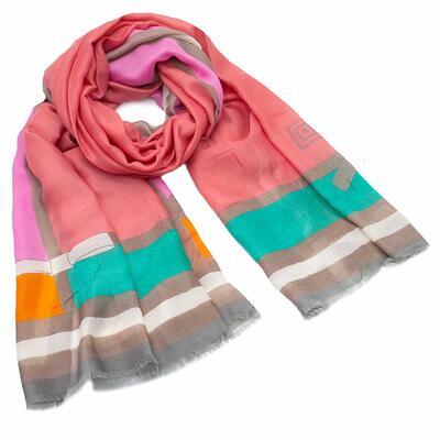 Classic women's scarf - pink and green - 1