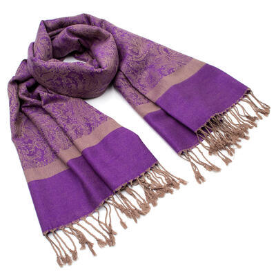 Classic winter scarf - violet and brown