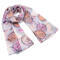 Classic women's scarf - beige and pink with floral print - 1/2