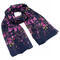 Classic women's scarf - dark blue with floral print - 1/2