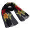 Classic women's scarf - black and red with floral print - 1/2