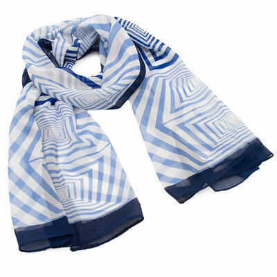 Classic women's scarf - light blue and white - 1