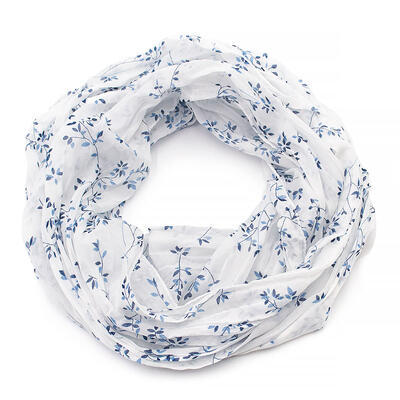 Summer infinity scarf - white with little flowers - 1