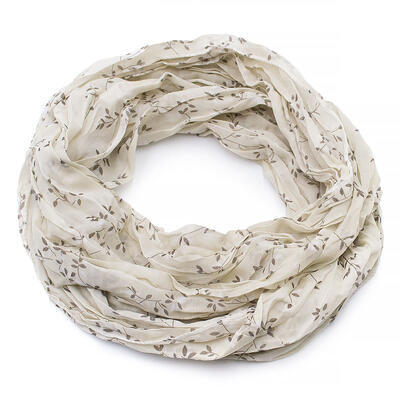 Summer infinity scarf - beige with little flowers - 1