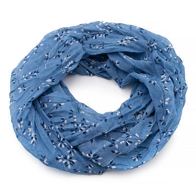 Summer infinity scarf - blue with little flowers - 1