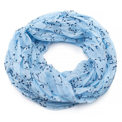 Summer infinity scarf - light blue with little flowers - 1