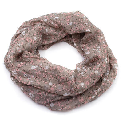 Summer infinity scarf - brown with little flowers - 1