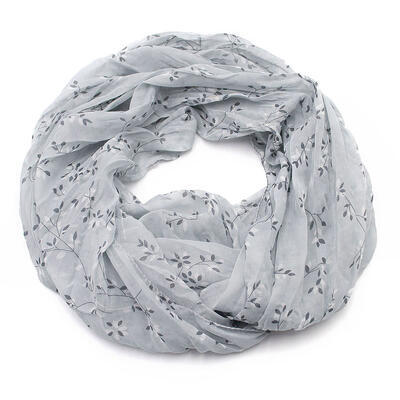 Summer infinity scarf - grey with little flowers - 1