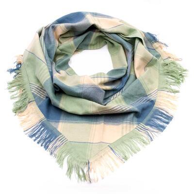 Blanket square scarf - green and blue