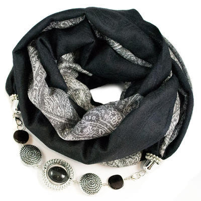 Warm bijoux scarf - black and grey
