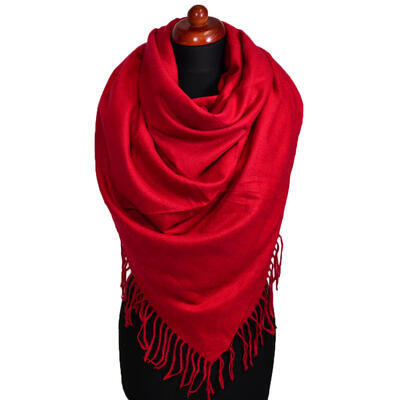 Blanket square scarf - solid red - 1