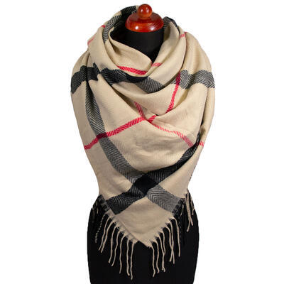 Blanket square scarf - beige - 1