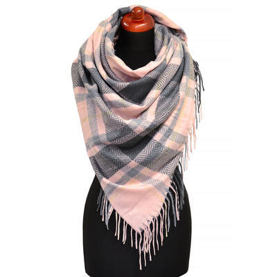Blanket square scarf - pink and grey - 1