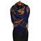 Blanket square scarf - dark blue and brown - 1/2