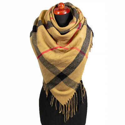 Blanket square scarf - light brown - 1