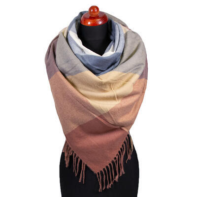 Blanket square scarf - brown and grey - 1