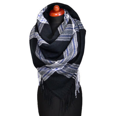 Blanket square scarf - black and white - 1