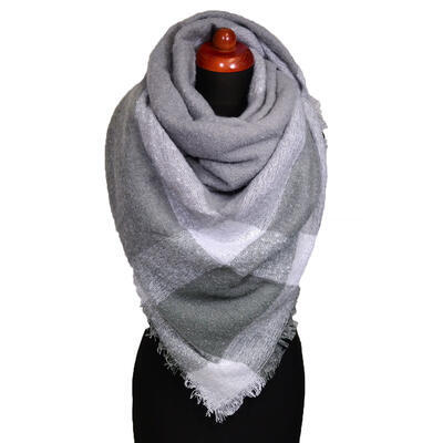 Blanket square scarf - grey and white - 1