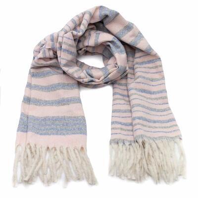 Big scarf - pink and blue with stripes
