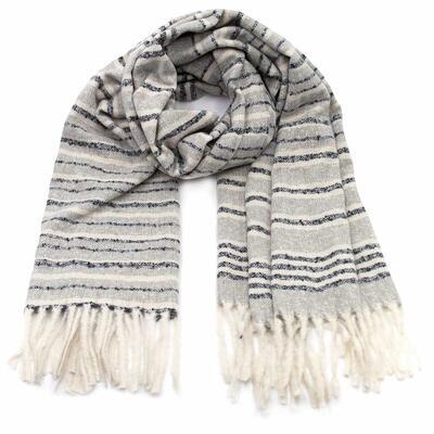Big scarf - light grey with stripes
