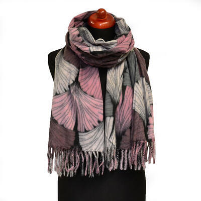 Blanket scarf - brown and pink - 1