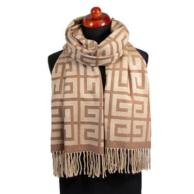 Blanket scarf - beige and brown - 1