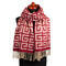 Blanket scarf - red and beige - 1/2
