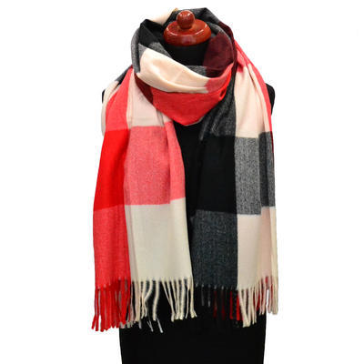 Blanket scarf - red and black - 1