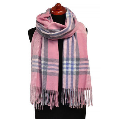 Blanket scarf - pink and grey - 1