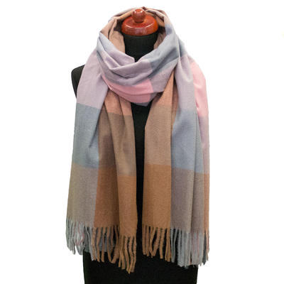 Blanket scarf - blue and brown - 1