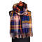 Blanket scarf - blue and orange plaid - 1/2
